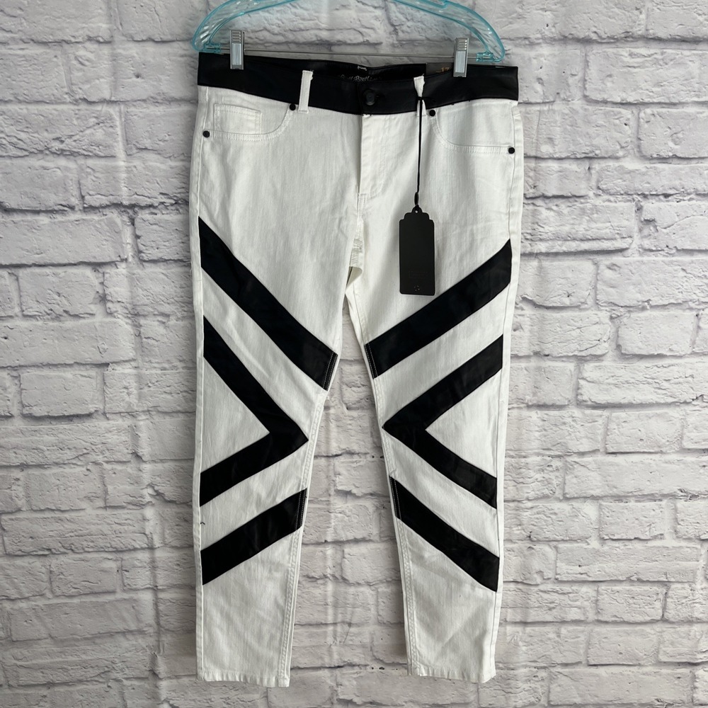 Boom Boom VTG Y2K Motocross Streetwear Black & White Jeans Size Juniors 13